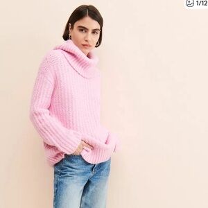 Maeve Anthropologie Turtleneck cowl sweater pink XL